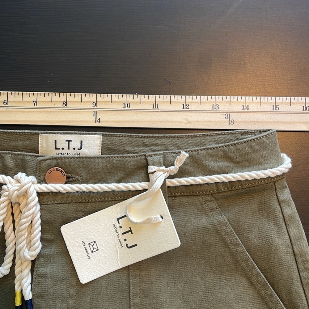 L.T.J Letter to Juliet Olive Green Cargo Joggers Size L Zip Cuff Utility NWT - Picture 11 of 15
